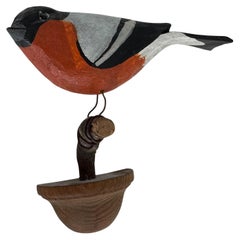 Beautiful Vichtauer Hand Carved Wood Bird, Black Forest Folk Art, Austria, 1920s