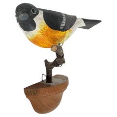 Beautiful Viechtauer Hand Carved Wood Bird, Black Forest Folk Art Austria, 1920s