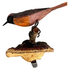 Beautiful Vichtauer Hand Carved Wood Bird, Black Forest Folk Art, Austria, 1920s