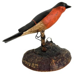Beautiful Vichtauer Hand Carved Wood Bird, Black Forest Folk Art, Austria, 1920s