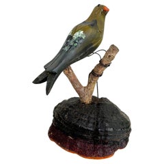 Beautiful Vichtauer Hand Carved Wood Bird, Black Forest Folk Art, Austria, 1920s