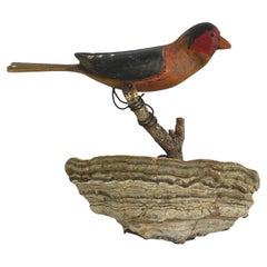 Beautiful Vichtauer Hand Carved Wood Bird, Black Forest Folk Art, Austria, 1920s Beautiful Vichtauer Hand Carved Wood Bird, Black Forest Folk Art, Austria, 1920s