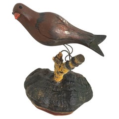 Beautiful Vichtauer Hand Carved Wood Bird, Black Forest Folk Art, Austria, 1920s