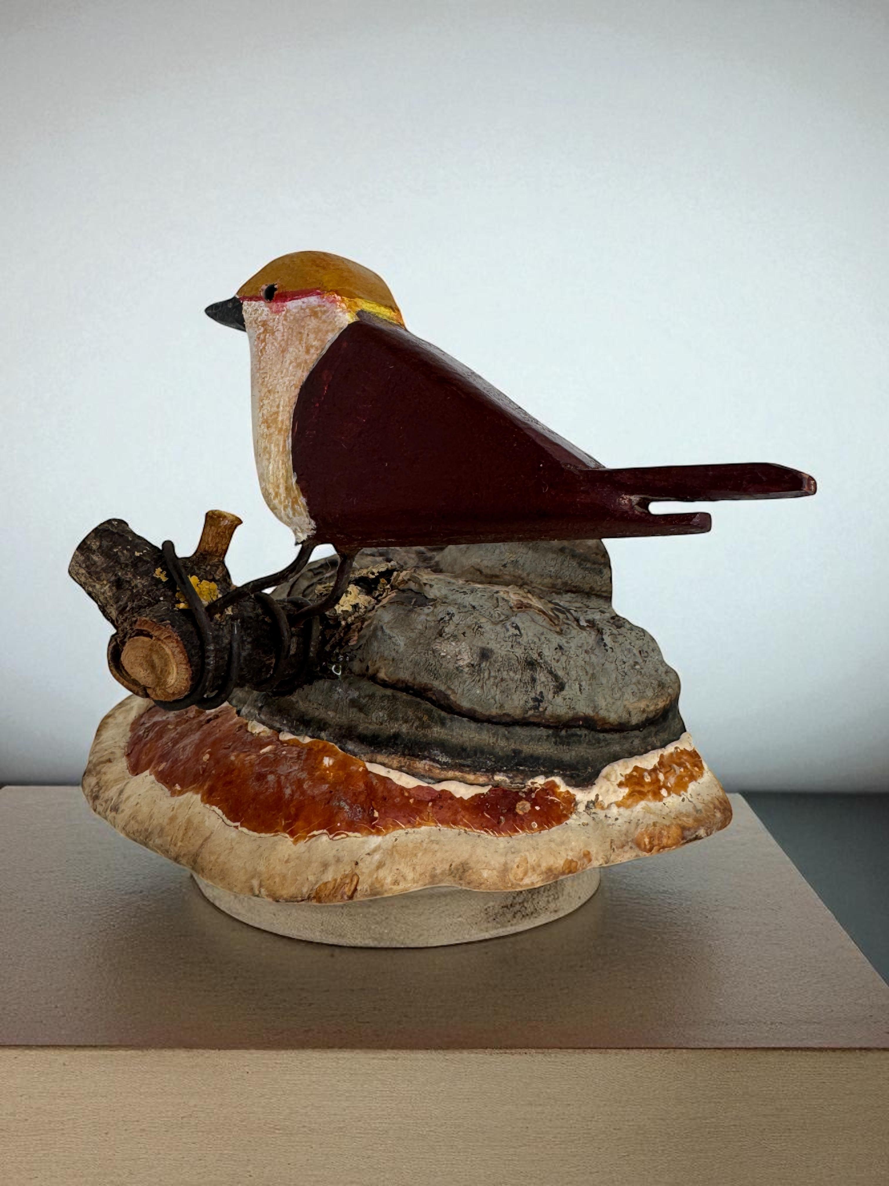 Bellissimo uccello in legno intagliato a mano Vichtauer, Black Forest Folk Art, Austria, anni '1950 in vendita 1