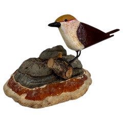 Beautiful Vichtauer Hand Carved Wood Bird, Black Forest Folk Art, Austria, 1950s