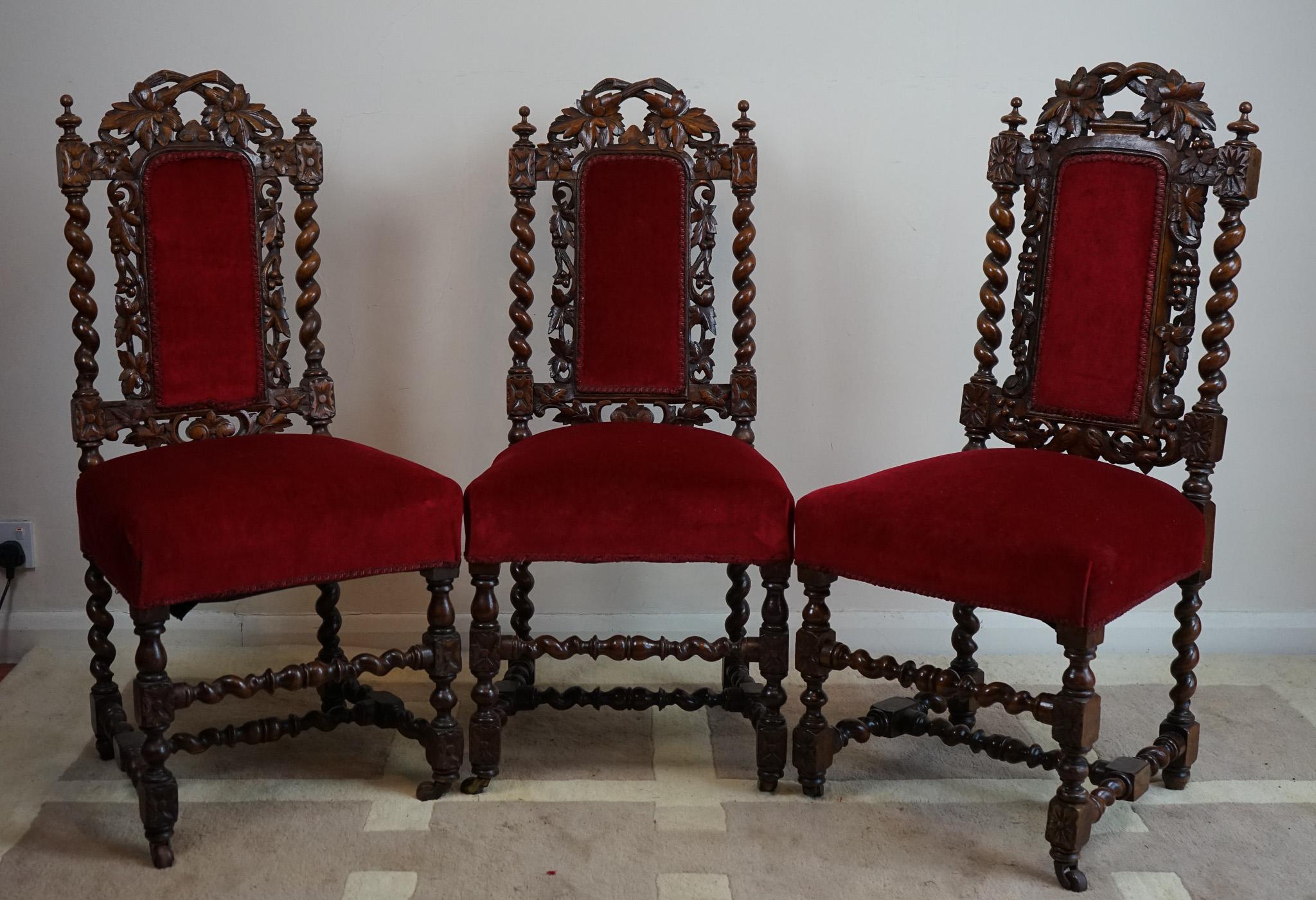 Beautiful Victorian 6 Oak Dining Chairs For Sale 5
