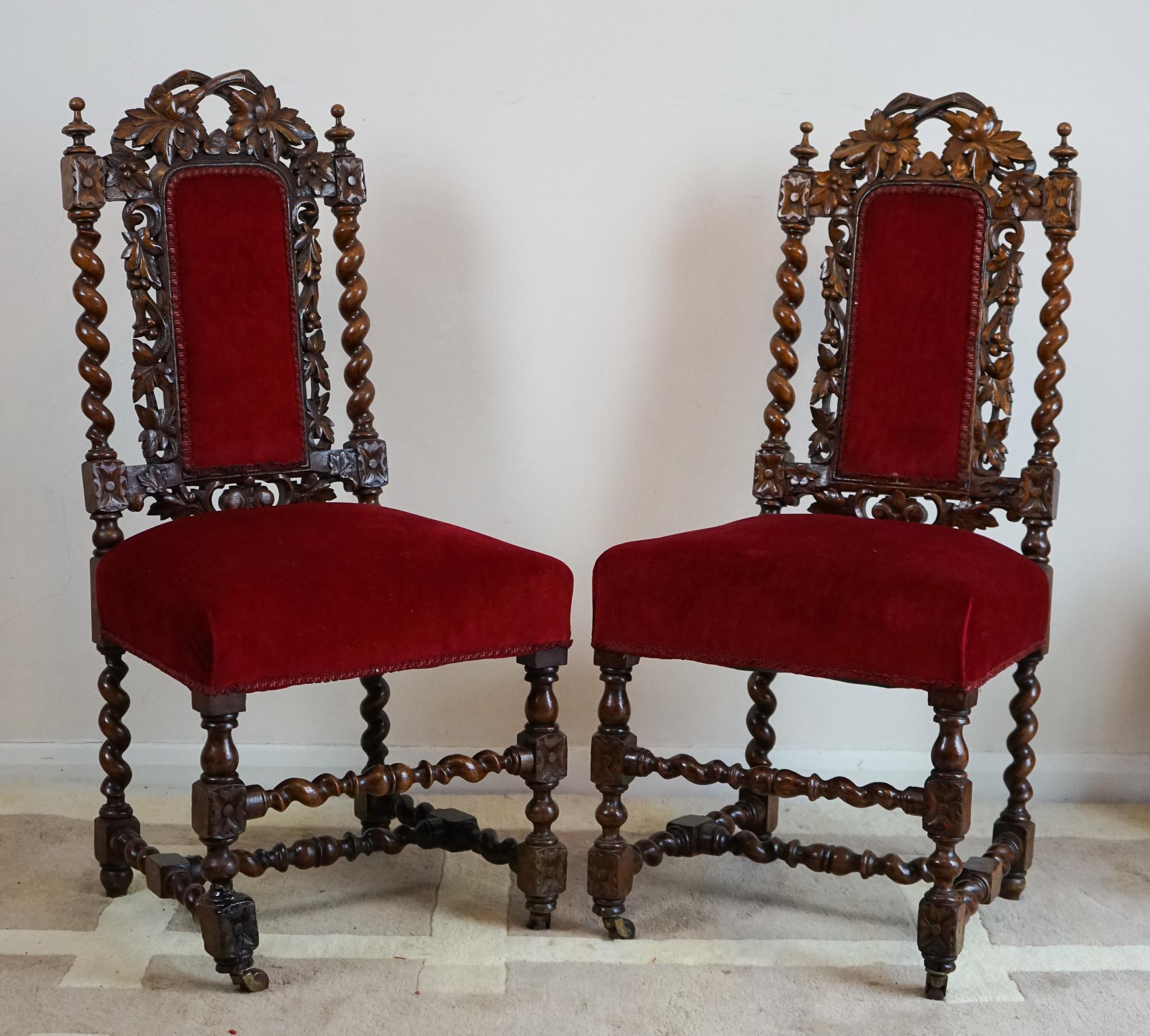 Beautiful Victorian 6 Oak Dining Chairs For Sale 7