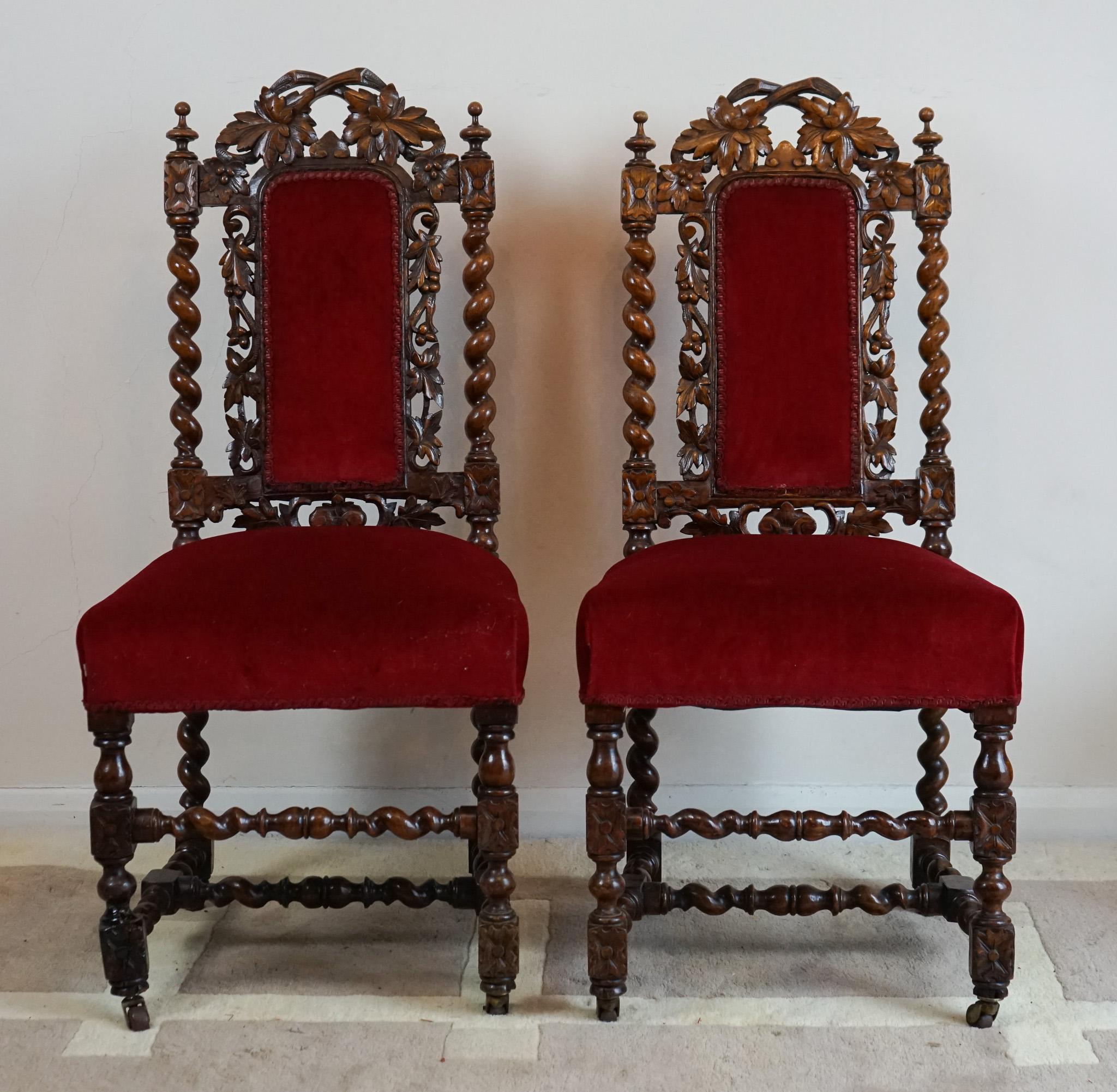Jacobean Beautiful Victorian 6 Oak Dining Chairs For Sale