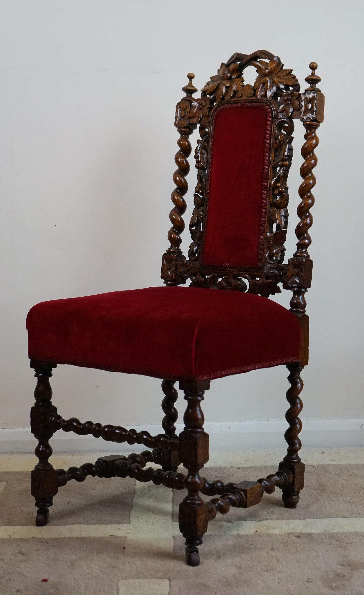 Beautiful Victorian 6 Oak Dining Chairs For Sale 1