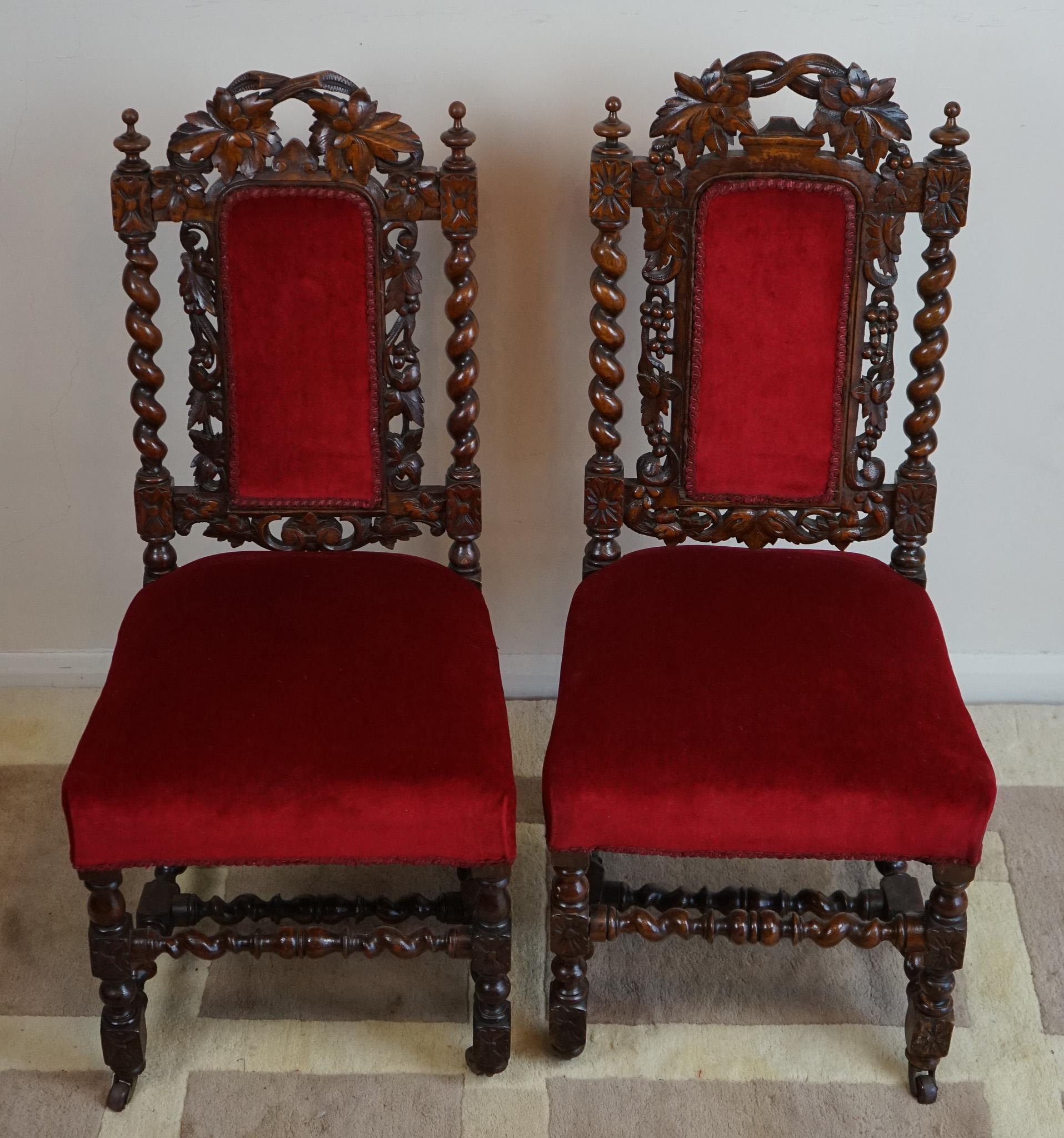 Beautiful Victorian 6 Oak Dining Chairs For Sale 2