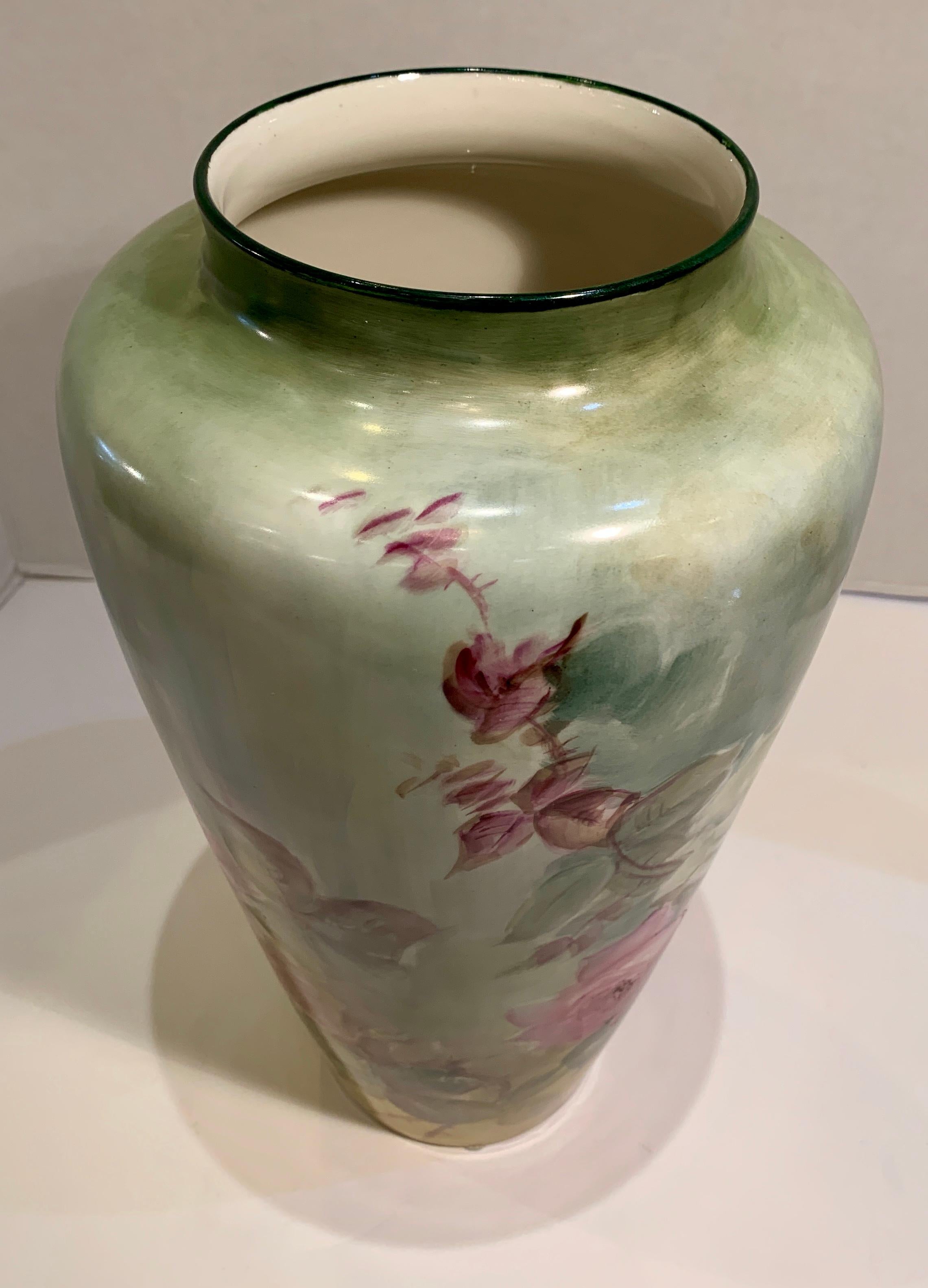 19th Century Beautiful Victorian American Belleek Willets Large Hand Painted Porcelain Vase
