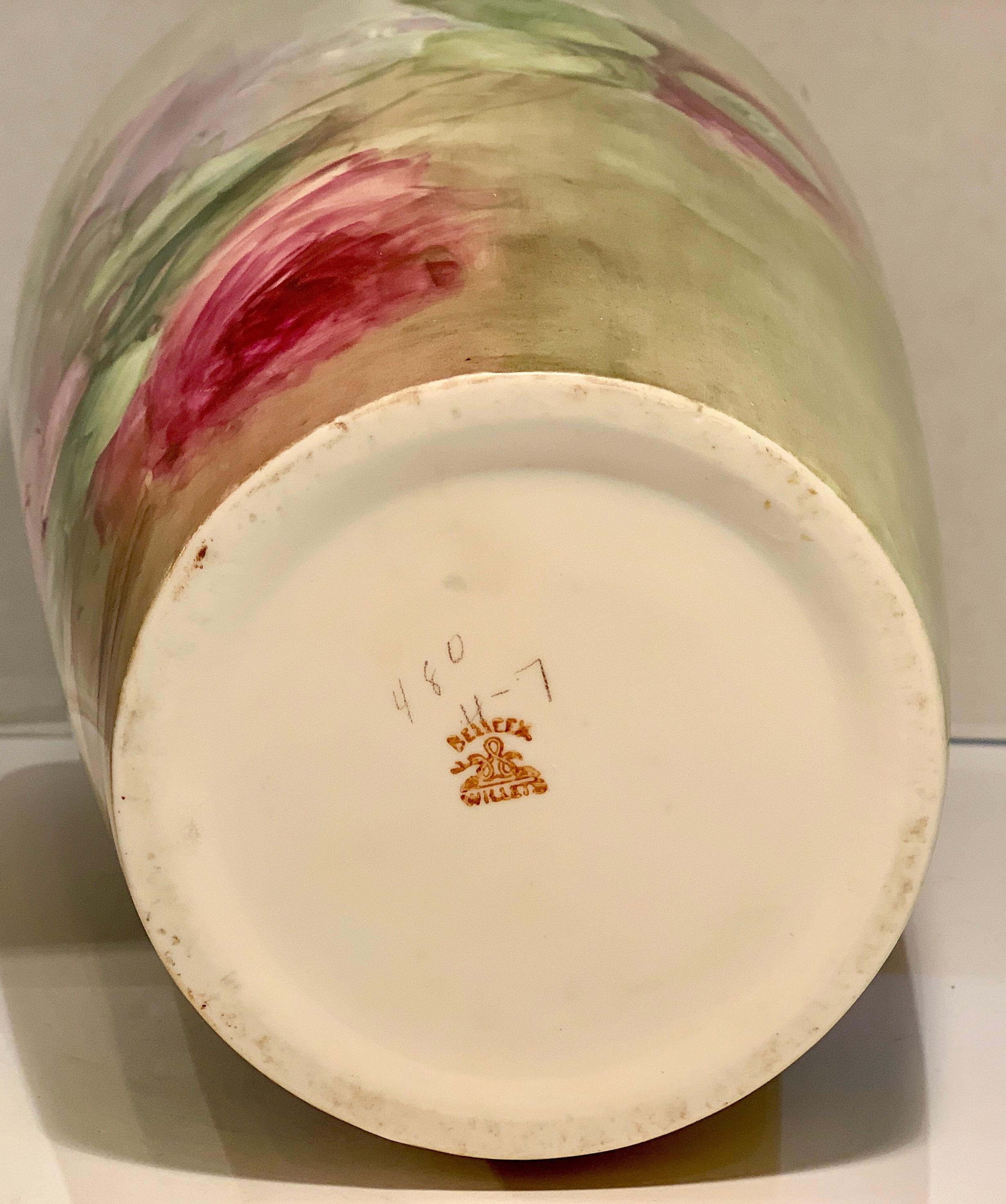 Beautiful Victorian American Belleek Willets Large Hand Painted Porcelain Vase 1