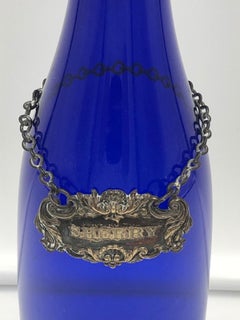 Beautiful Victorian Blue Glass Wine Bottle