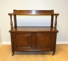 Beautiful Victorian Brown Hardwood Two Tier Whatnot Cupboard on Castors
