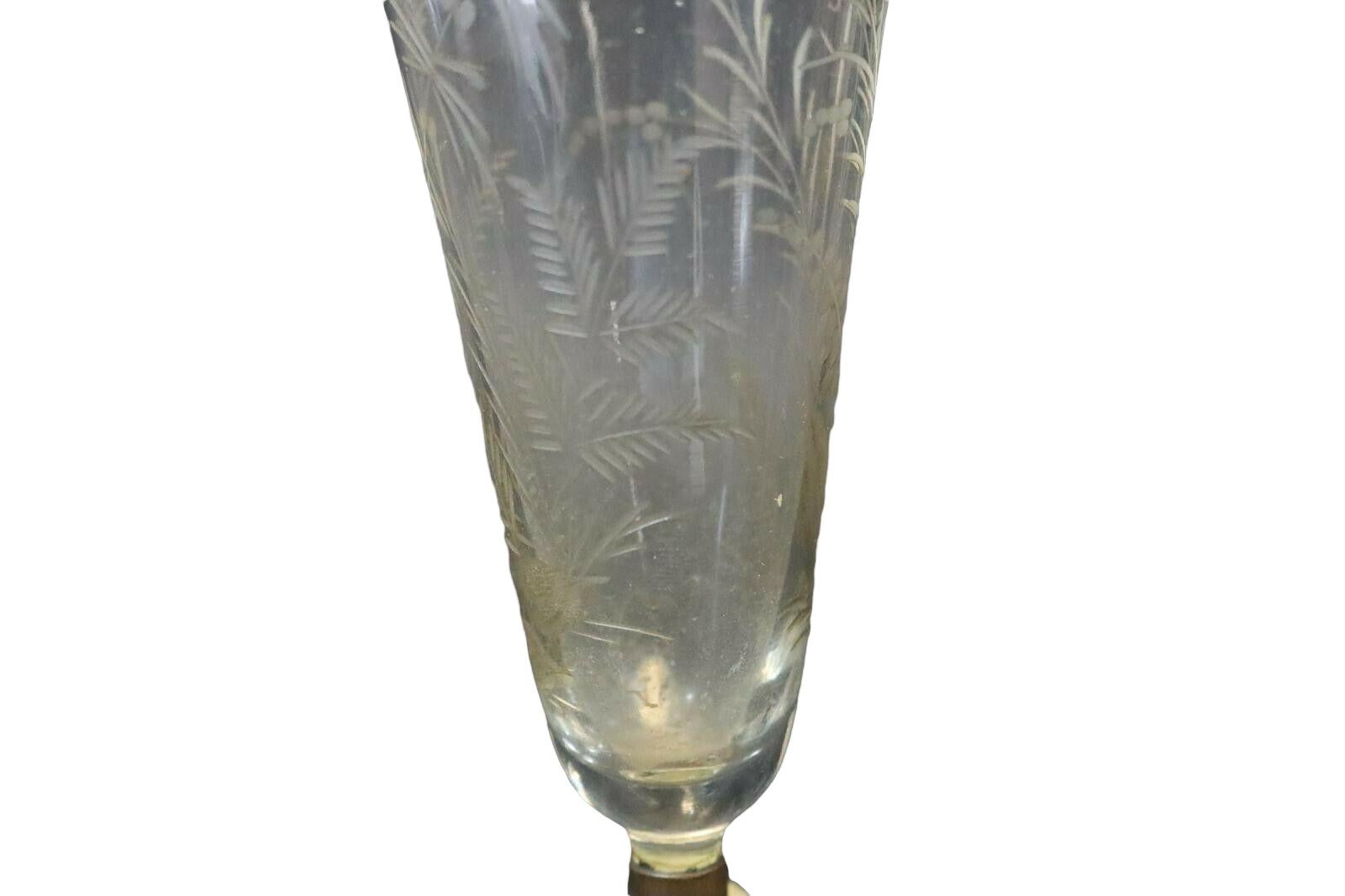 Art Glass Beautiful Victorian Glass Vase with Bronze Figure Stand, Late 19th Century For Sale