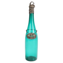Antique Beautiful Victorian Green Glass Wine Bottle