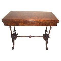 Beautiful Victorian Inlaid Burr Walnut Turn Over Leaf Games Table