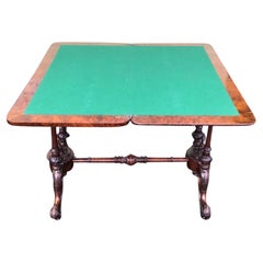 Beautiful Victorian Inlaid Burr Walnut Turn Over Leaf Games Table