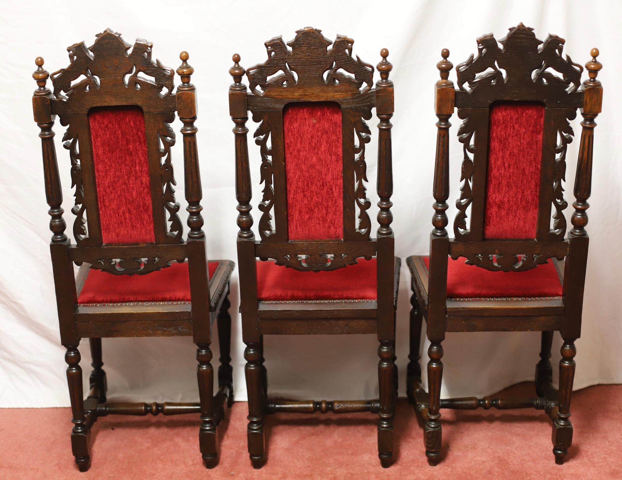 Schöne viktorianische Jacobean Oak Esszimmerstühle im Angebot 2
