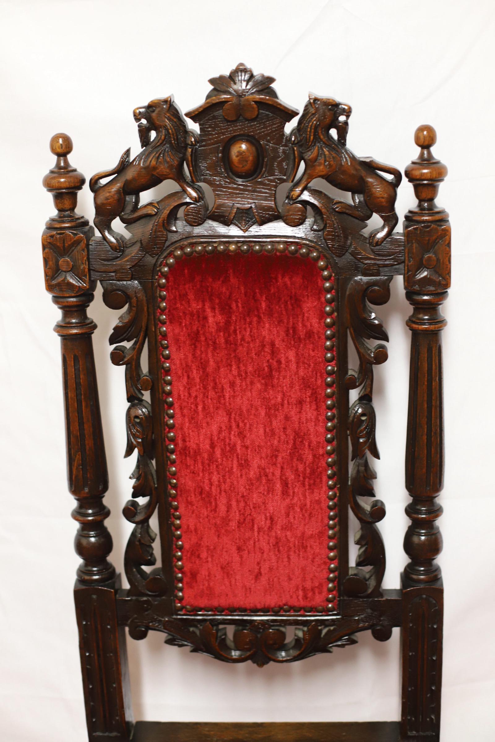Schöne viktorianische Jacobean Oak Esszimmerstühle im Angebot 7