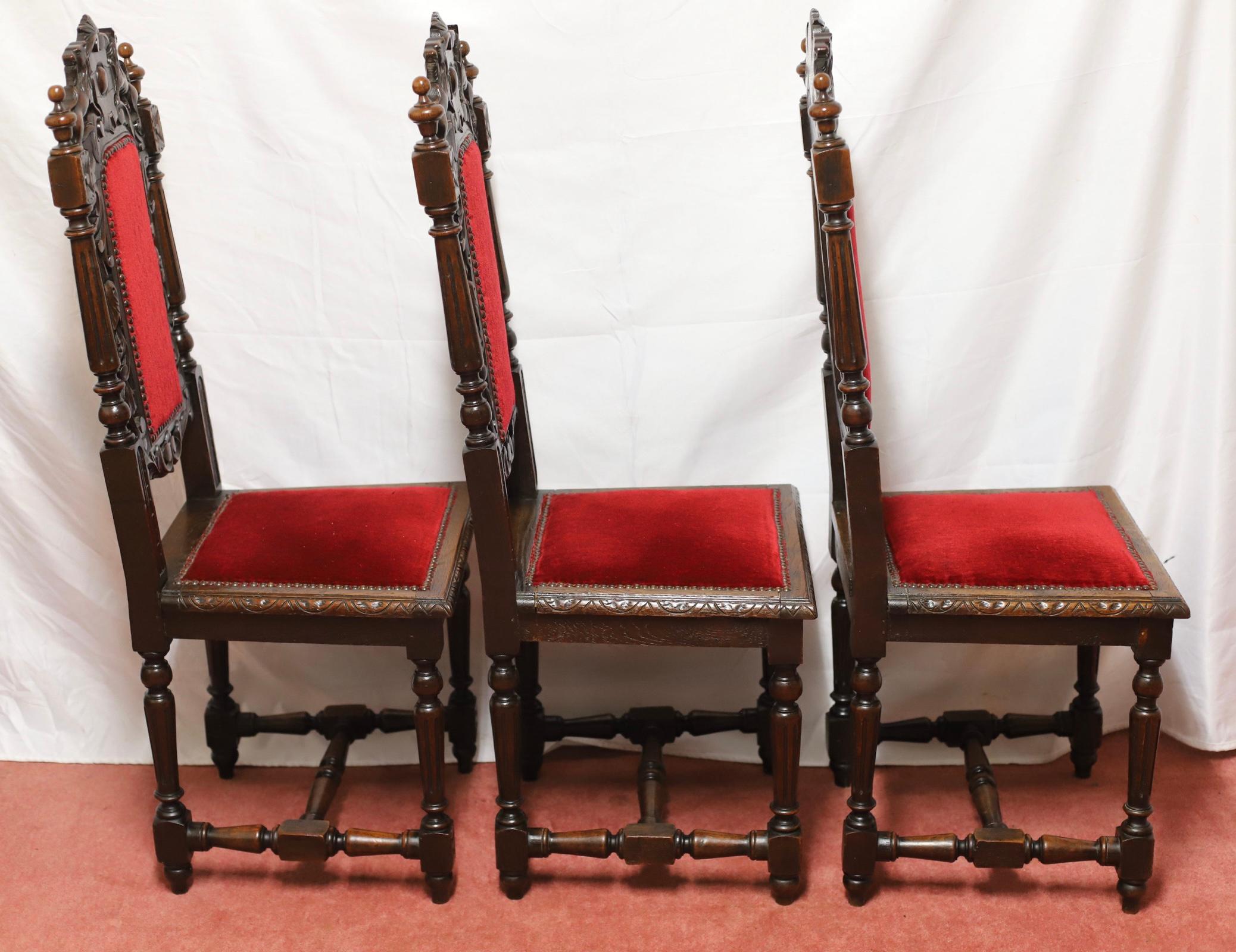 Schöne viktorianische Jacobean Oak Esszimmerstühle (Geschnitzt) im Angebot
