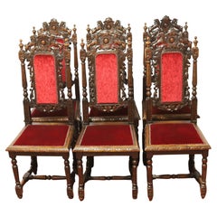 Beautiful Victorian Jacobean Oak Dining Chairs