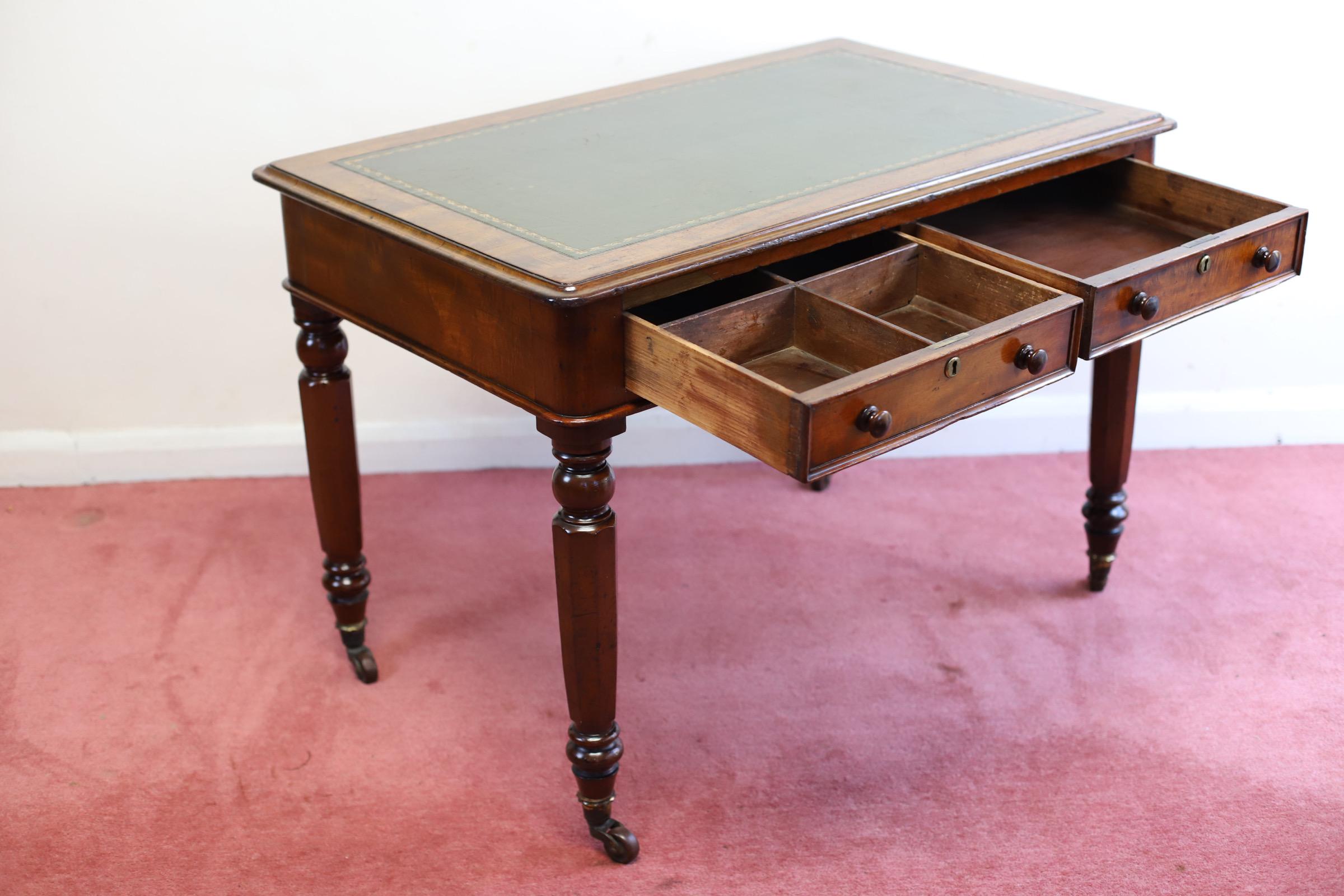 Beautiful Victorian  Leather Top Writing Table  For Sale 5