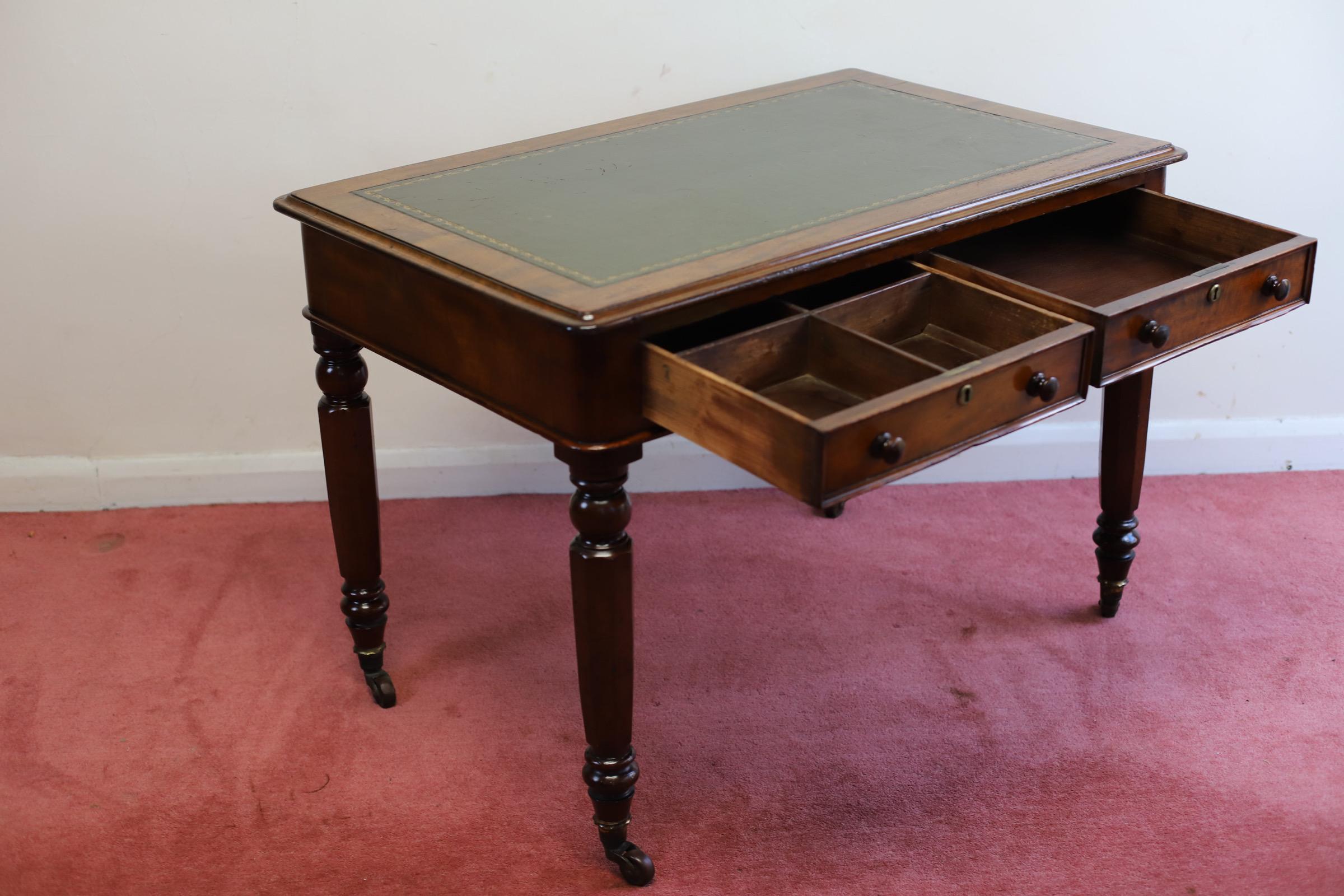 Beautiful Victorian  Leather Top Writing Table  For Sale 6
