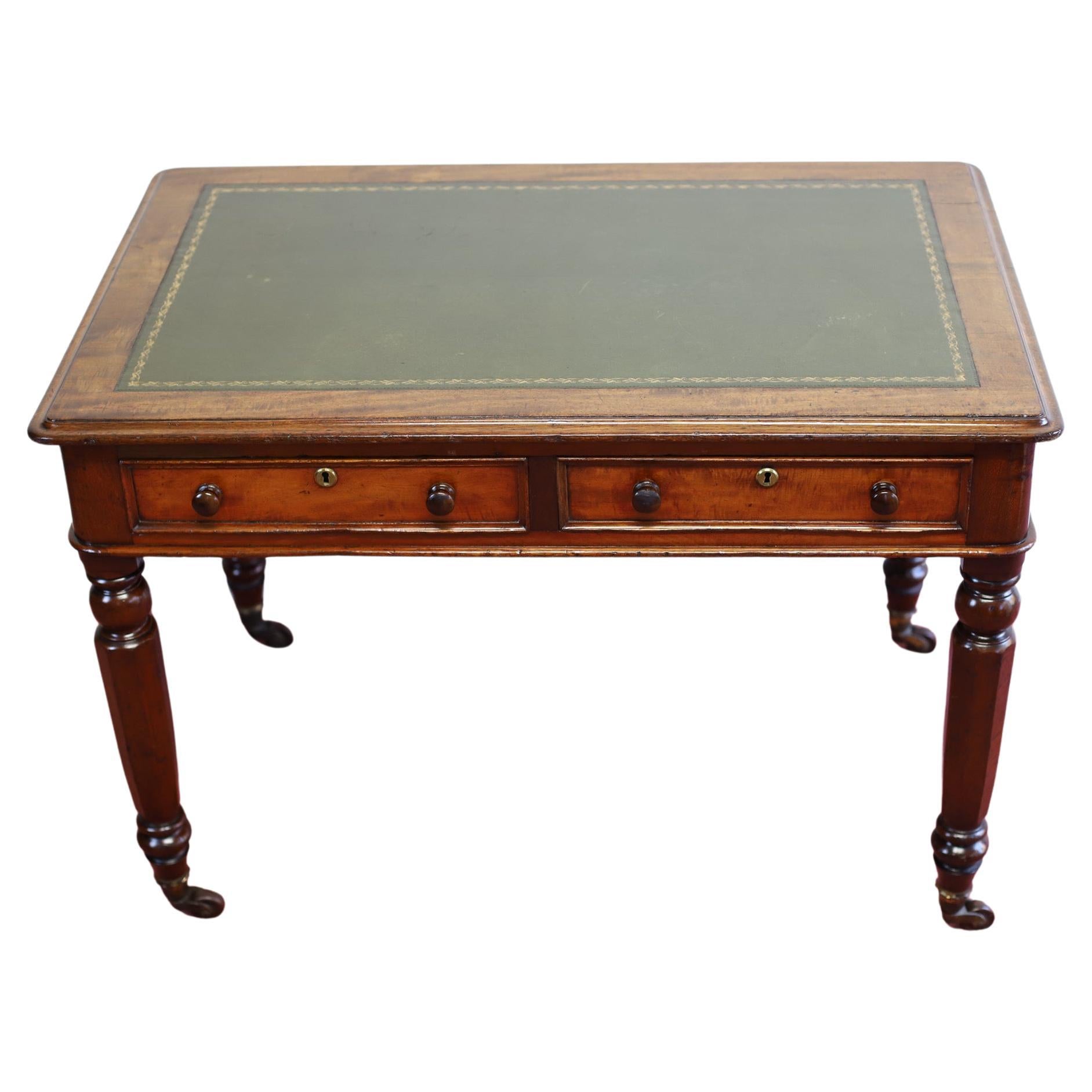 Beautiful Victorian  Leather Top Writing Table  For Sale