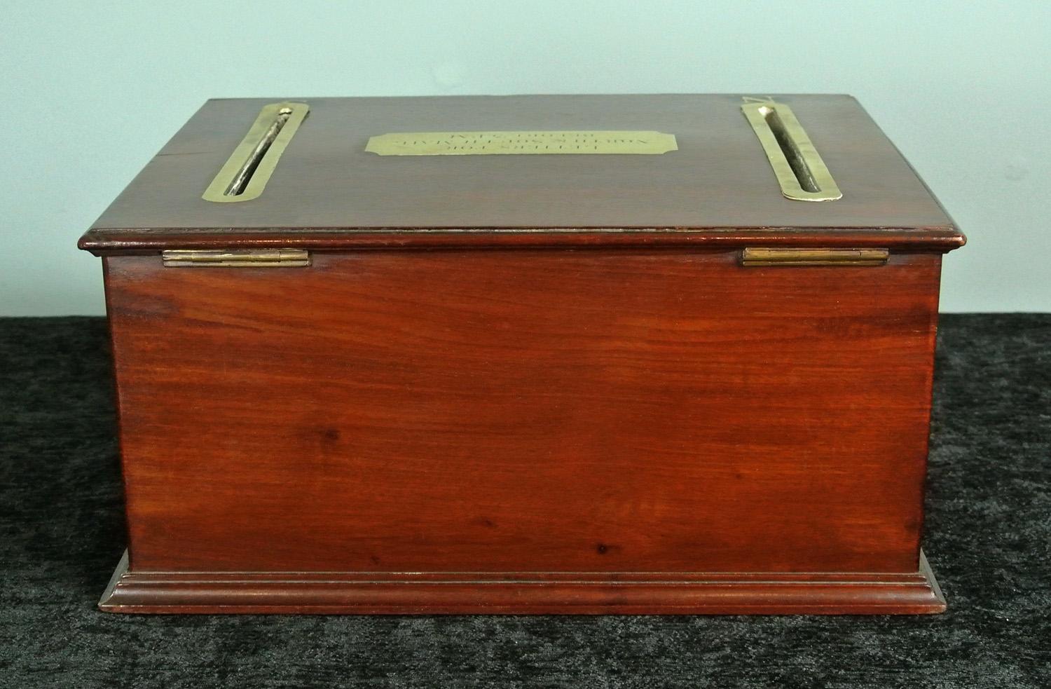 Beautiful Victorian Mahogany Glass and Brass Letter Box, c. 1890 5