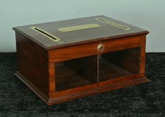 Antique Beautiful Victorian Mahogany Glass and Brass Letter Box, c. 1890