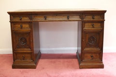 Beautiful Victorian Oak Pedestal Desk Made By Howard&Sons