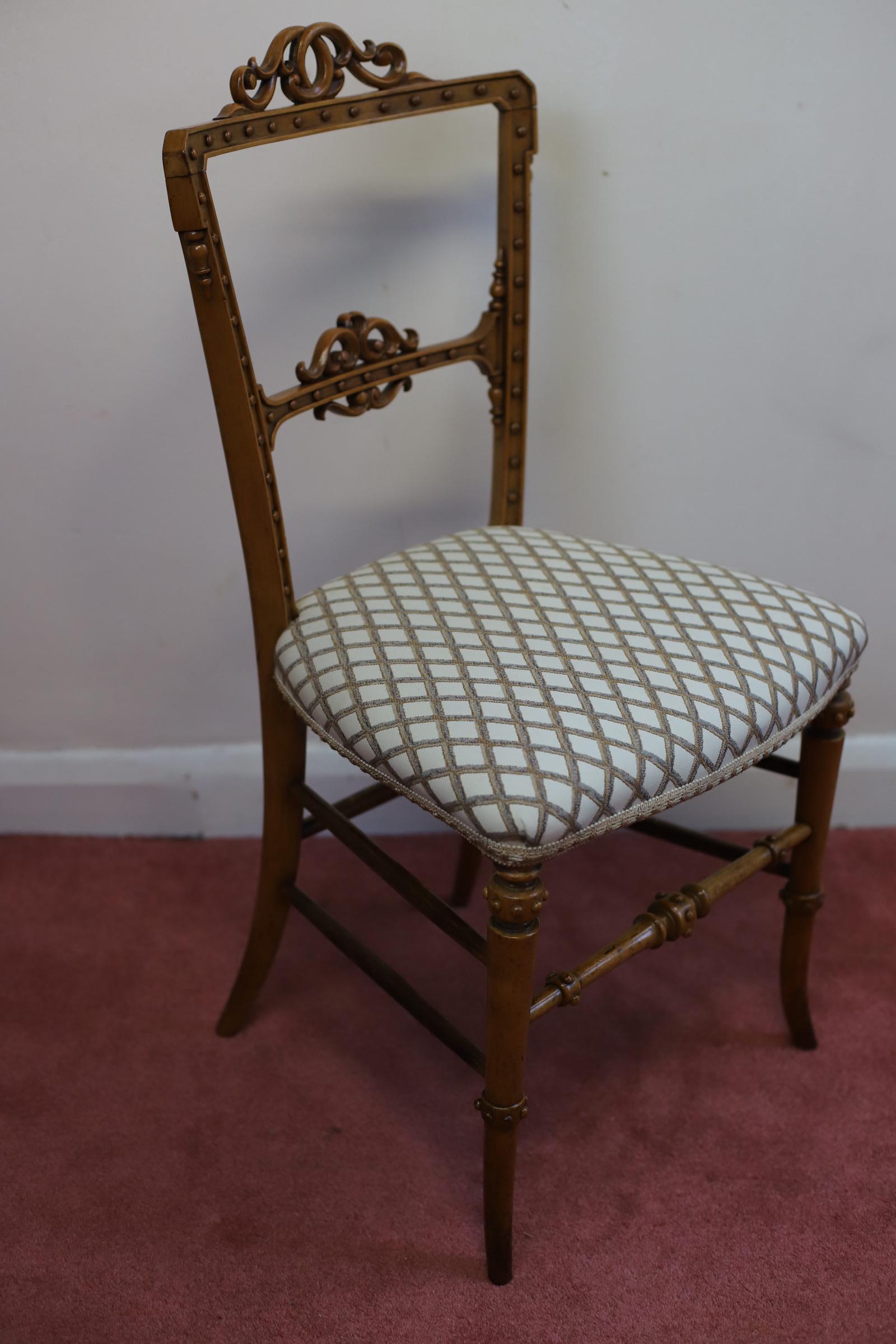 Beautiful Victorian  Satin Walnut  Bedroom Chair  For Sale 4