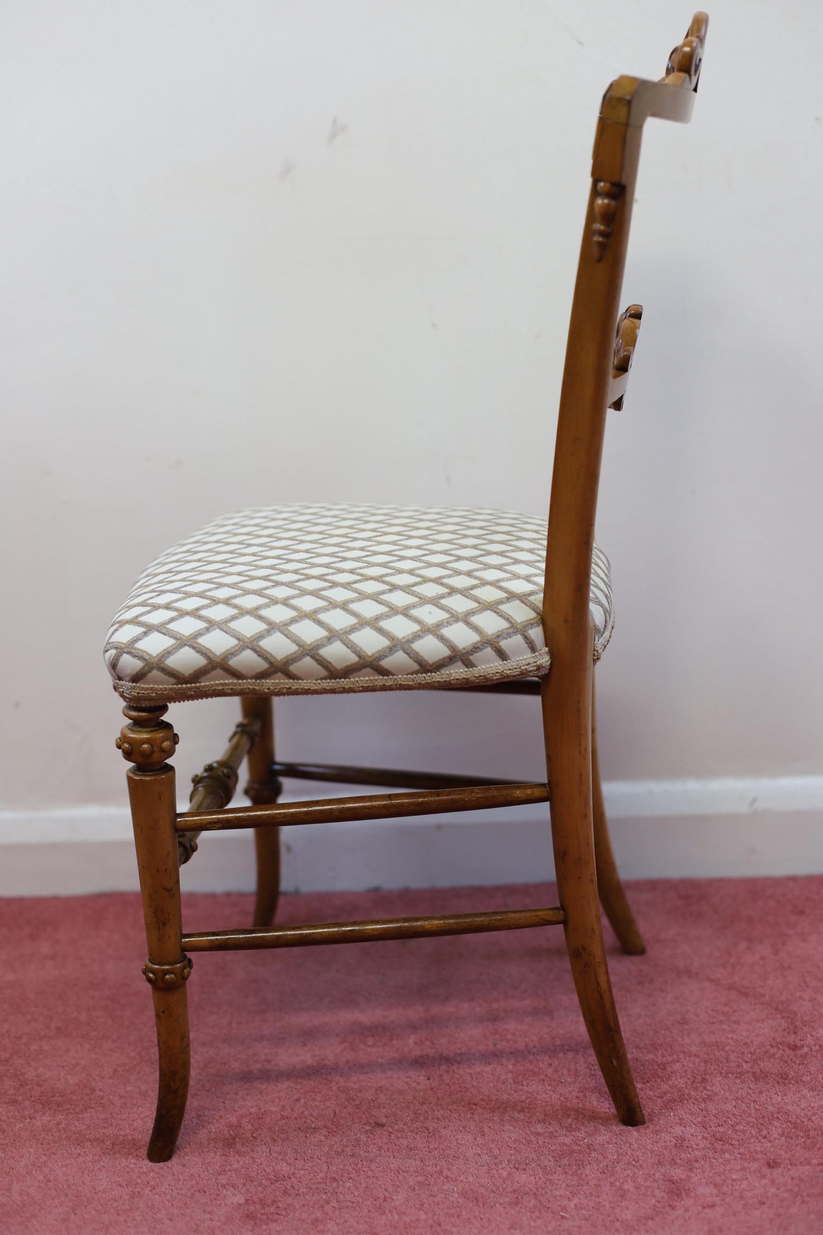 19th Century Beautiful Victorian  Satin Walnut  Bedroom Chair  For Sale