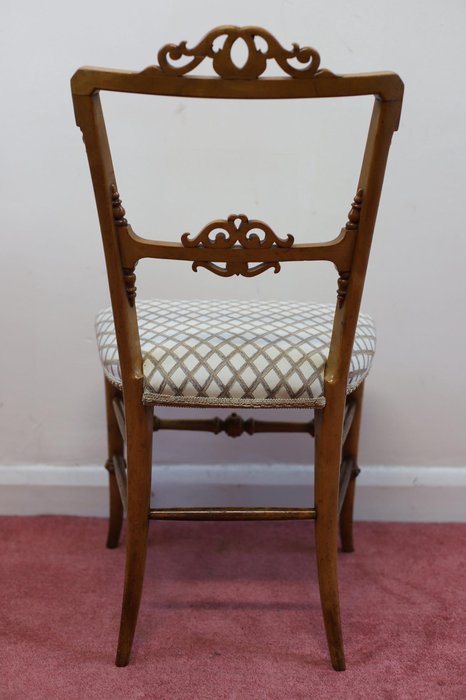 Beautiful Victorian  Satin Walnut  Bedroom Chair  For Sale 1