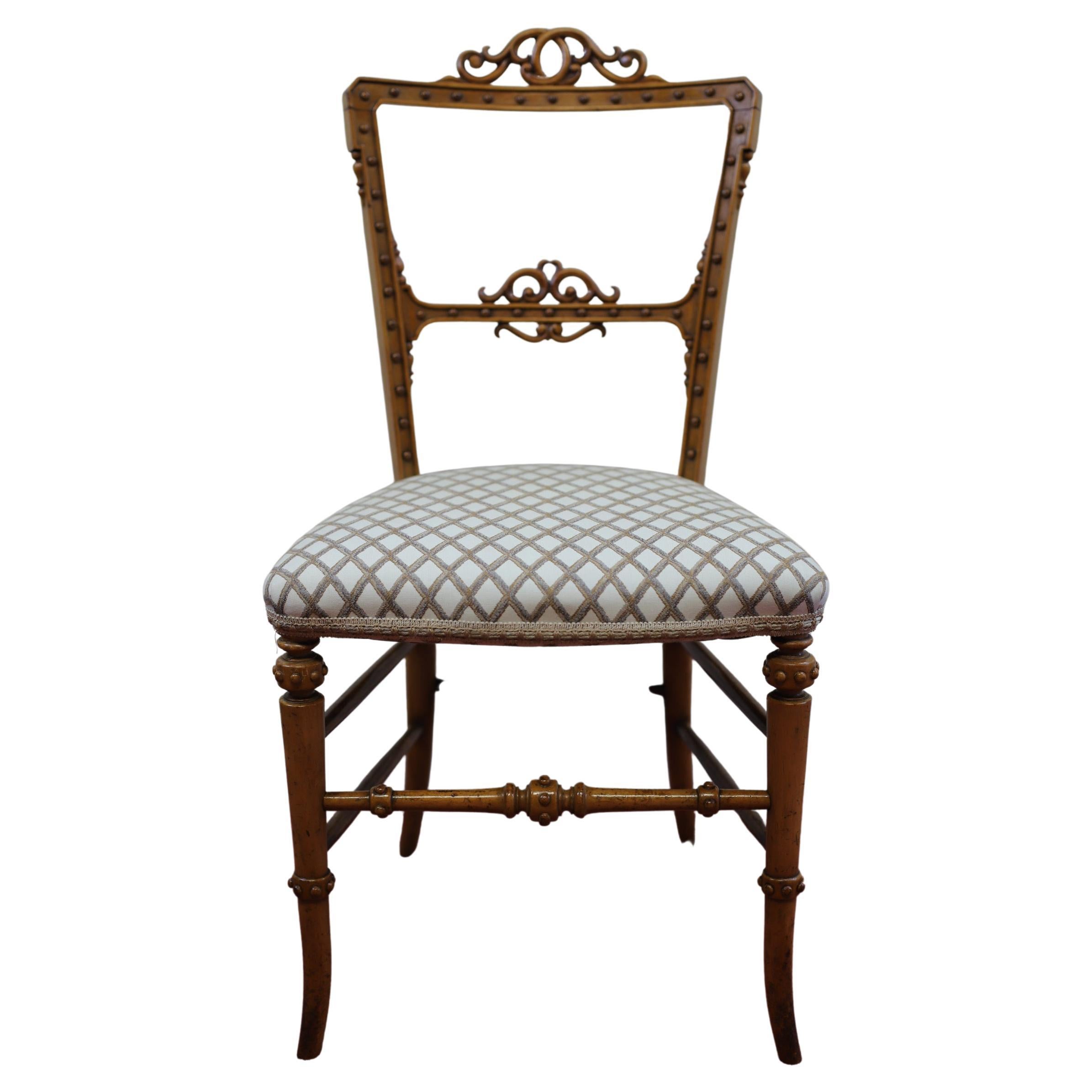 Beautiful Victorian  Satin Walnut  Bedroom Chair For Sale