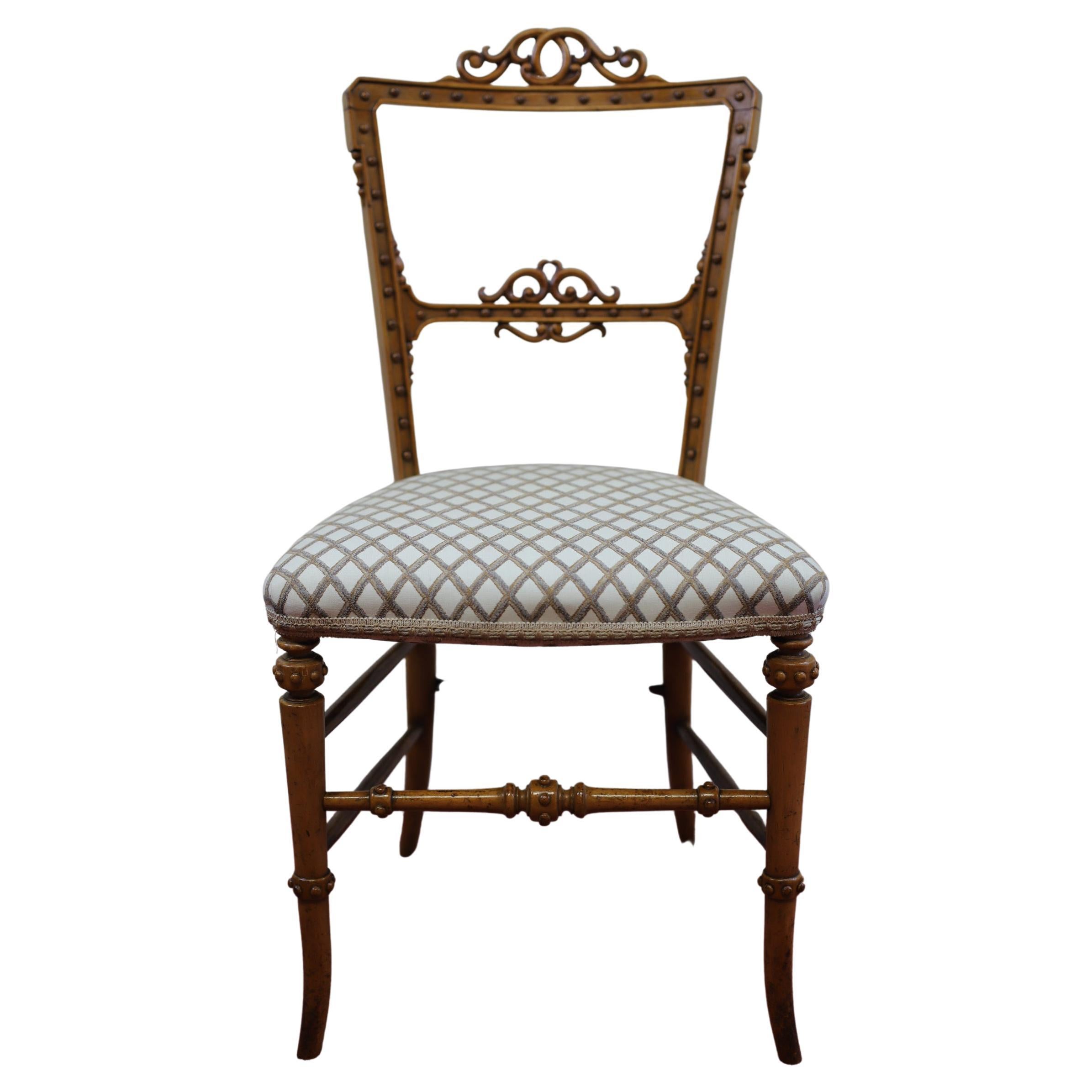 Beautiful Victorian  Satin Walnut  Bedroom Chair  For Sale