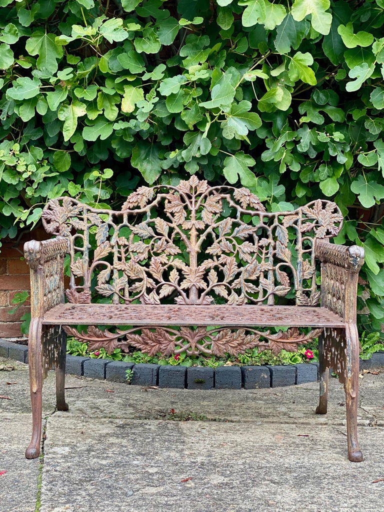 Beautiful Victorian Style Cast Iron Garden Bench Seat Ornate at 1stDibs