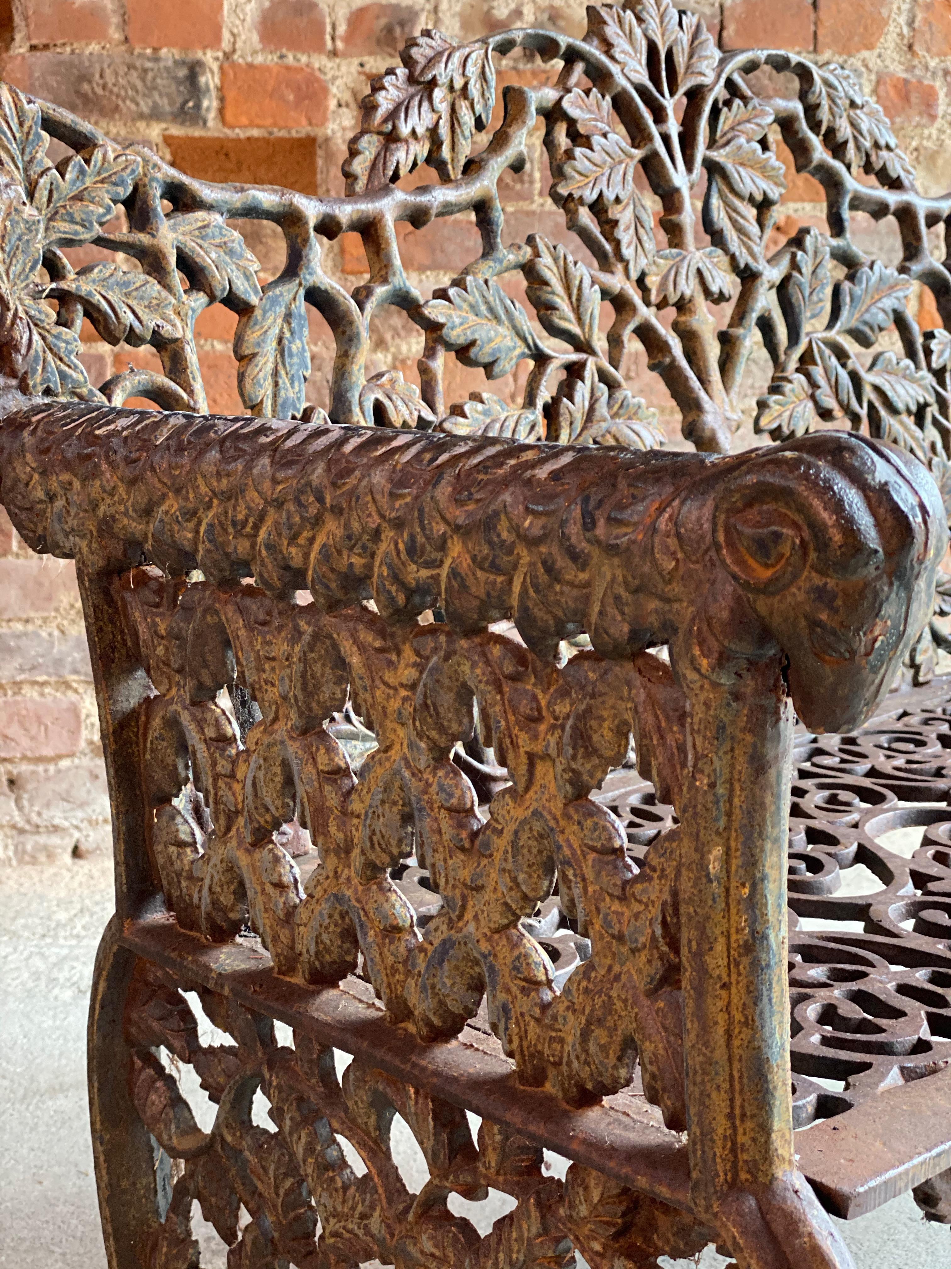 Mid-20th Century Beautiful Victorian Style Cast Iron Garden Bench Seat Ornate