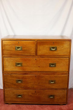 Beautiful Victorian Two-Part Campaign Chest Of Drawers