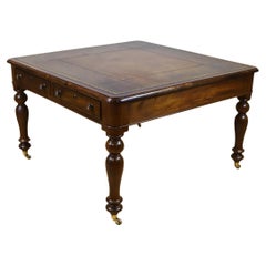 Beautiful Victorian Walnut Square Library Writing Table