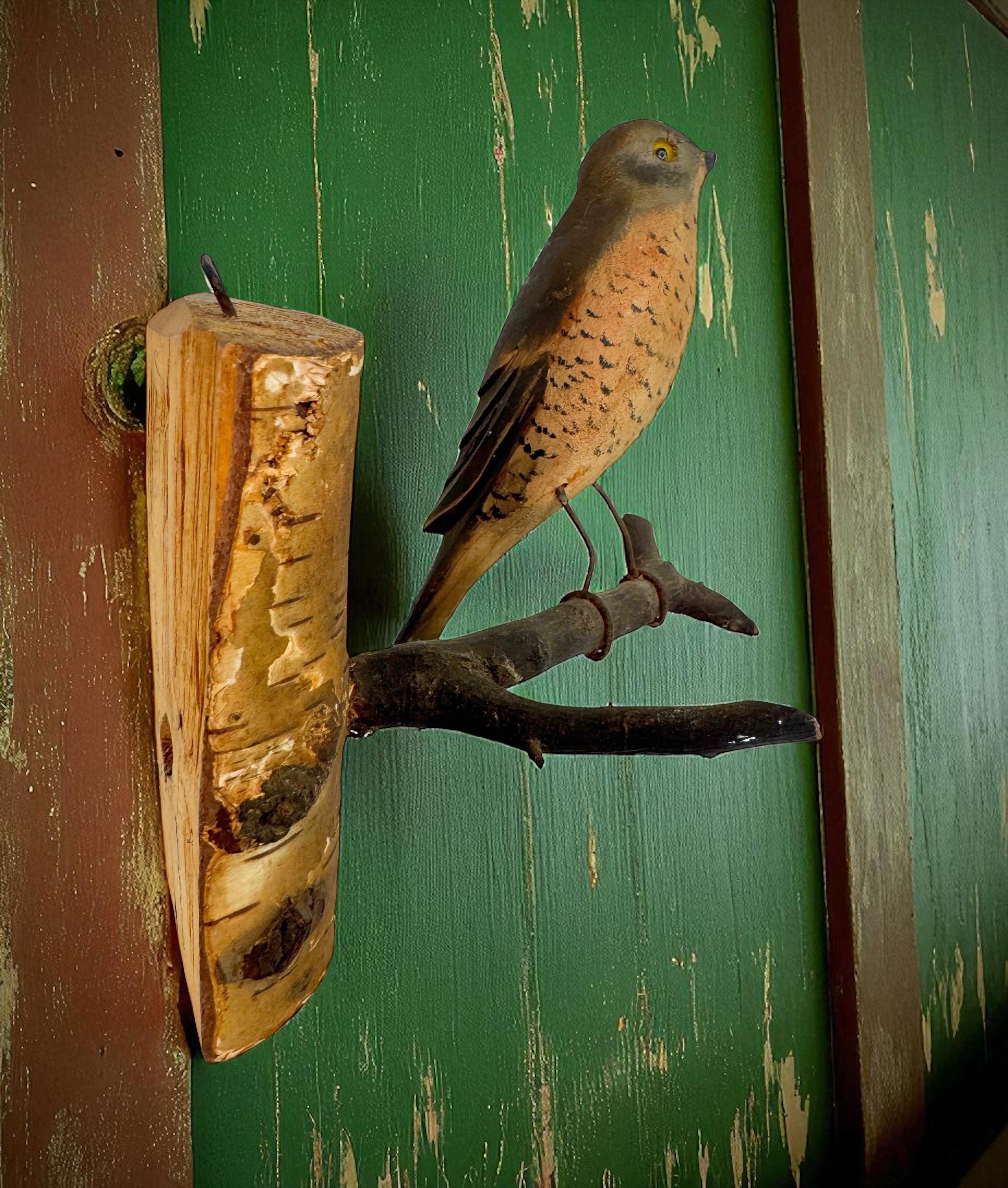 Magnifique oiseau en bois sculpté de Viechtauer Folk Art Black Forest Antique Autriche 1900 3