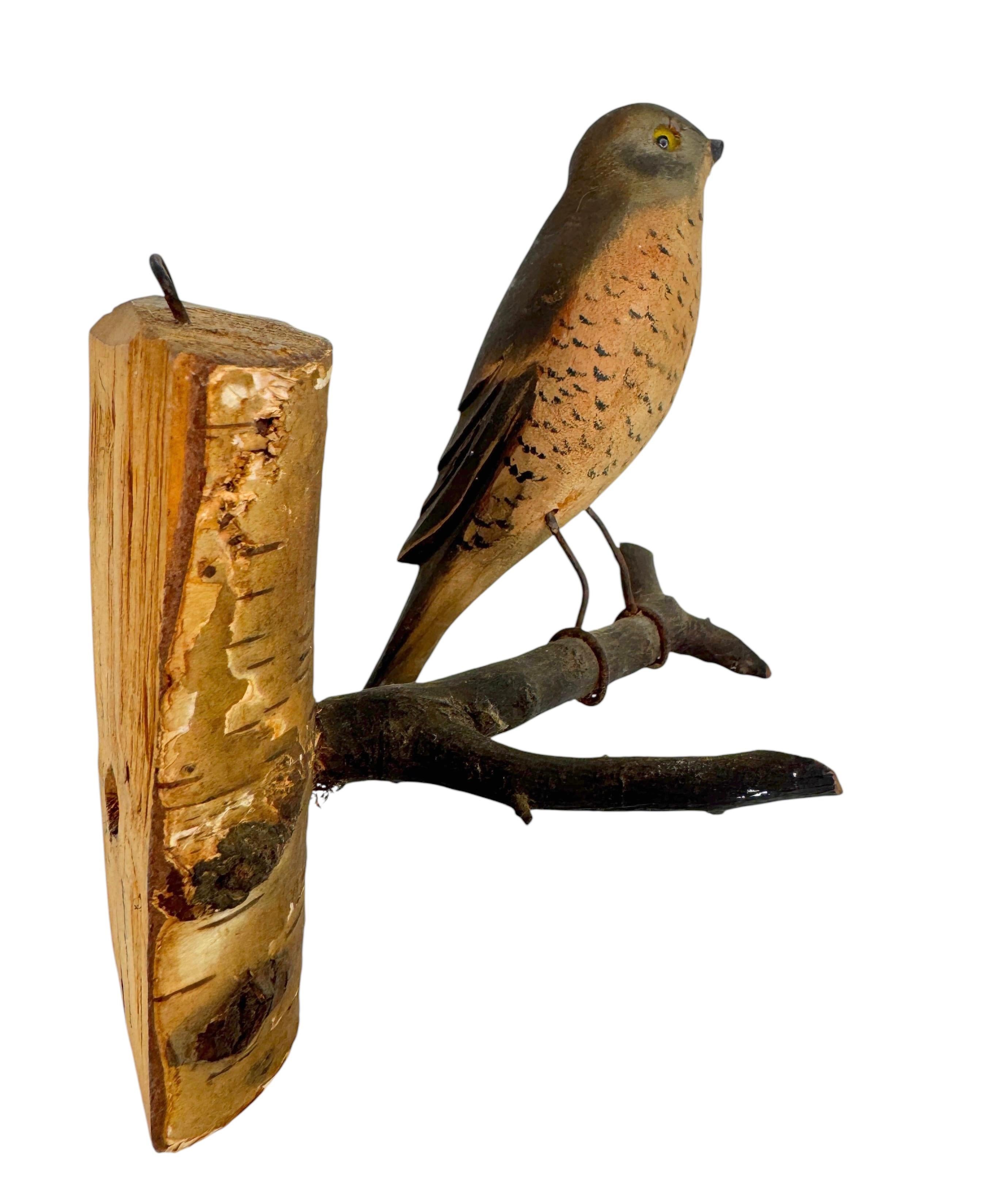 Autrichien Magnifique oiseau en bois sculpté de Viechtauer Folk Art Black Forest Antique Autriche 1900