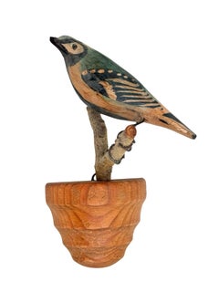Beautiful Viechtauer Hand Carved Wood Bird, Black Forest Folk Art, Austria