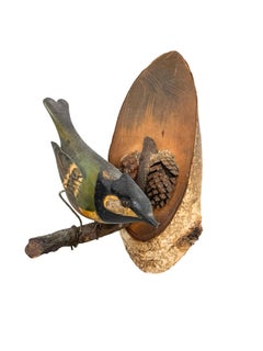 Beautiful Viechtauer Hand Carved Wood Bird, Black Forest Folk Art, Austria