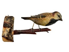 Beautiful Viechtauer Hand Carved Wood Bird, Black Forest Folk Art, Austria