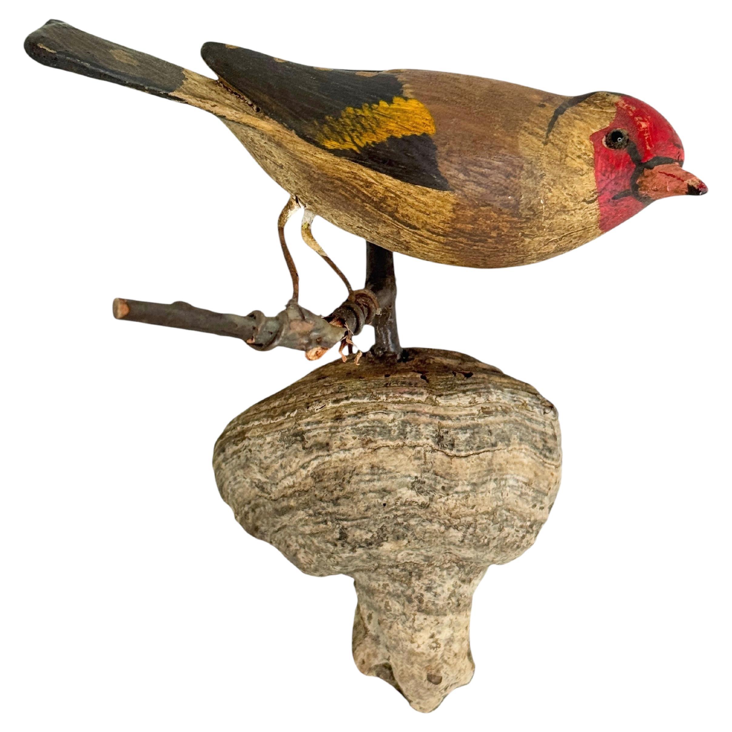 Beautiful Viechtauer Hand Carved Wood Bird, Black Forest Folk Art, Austria