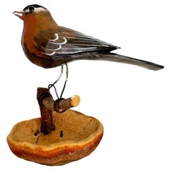 Beautiful Viechtauer Hand Carved Wood Bird, Black Forest Folk Art, Austria