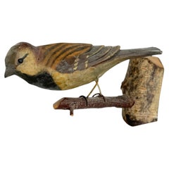 Beautiful Viechtauer Hand Carved Wood Bird, Black Forest Folk Art, Austria