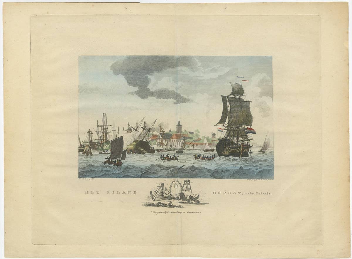 Beautiful View of Pulau 'Island' Onrust, Batavia 'Jakarta, Indonesia', ca.1805